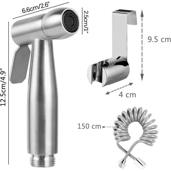Bärbar bidé sprayare med krok och flexibel duschslang i ABS 150 cm - Märke xocome