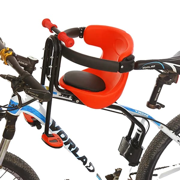 Cykel Frontmonteret Barnestol, 30 kg Vægtkapacitet, Tykk Polstring for Komfort,Rød
