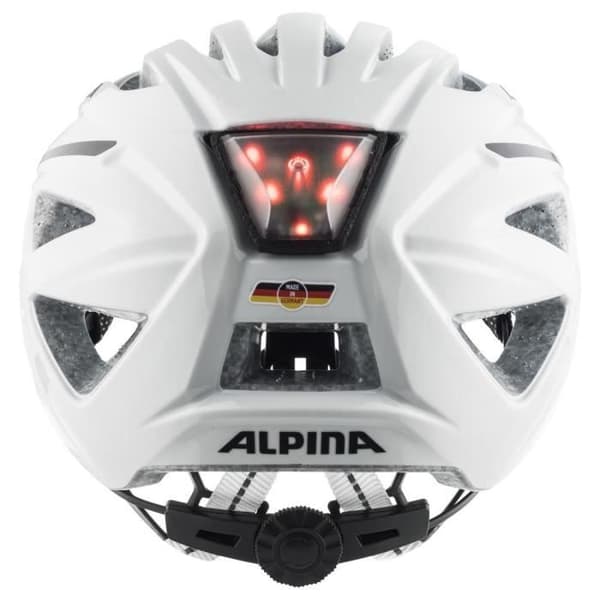 ALPINA HAGA cykelhjälm - Vit - Vuxen - Keramiskt skal - Integrerat bakljus
