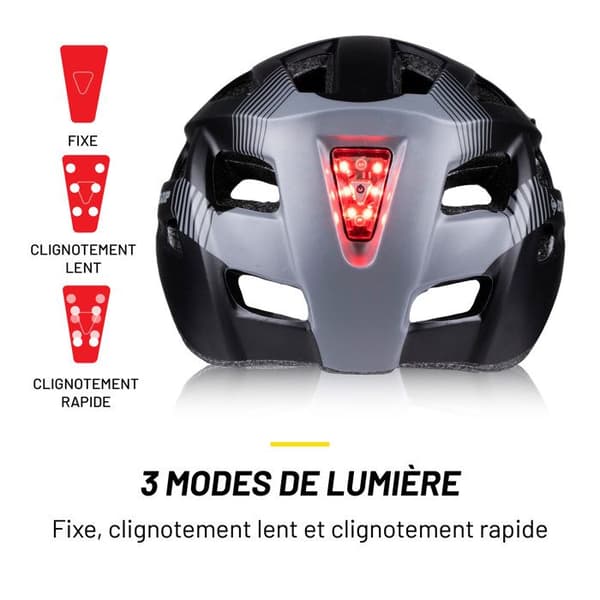 Cykelhjälm - Dunlop - Storlek L - Svart - 6 LED-lampor - Justerbar 58-61 cm