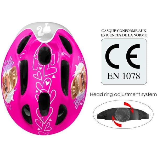 STAMP Cykelhjelm - Barbie - Justerbar størrelse - Komfortabel - Lyserød