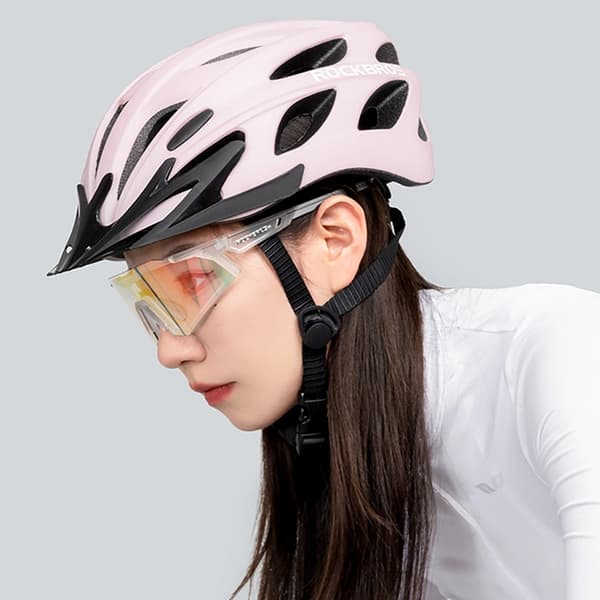 Rockbros Cykelhjälm Avtagbara UV-Skyddsglasögon - Rosa