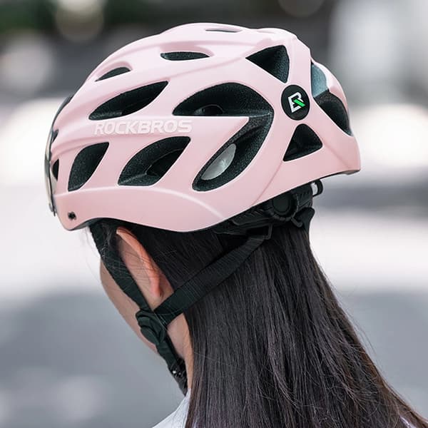 Rockbros Cykelhjälm Avtagbara UV-Skyddsglasögon - Rosa
