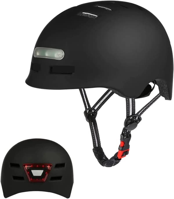 Cykelhjelm, USB-genopladeligt LED-lys, Elektrisk Scooter Sikkerhed, Scooterhjelm