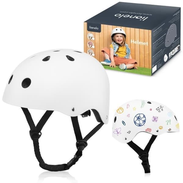 Cykelhjälm barn - LIONELO - 50-56 cm - ABS-skal - Vit