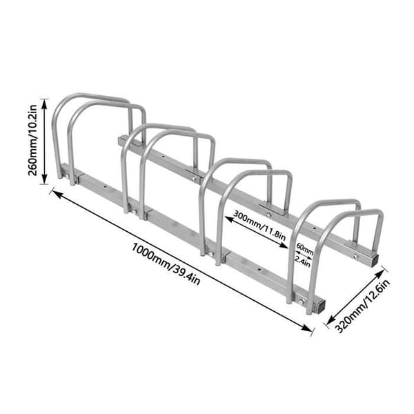 XMTECH Golvmonterat cykelställ förvaringsställ för 4 cyklar Cykelställ i metall Cykelställ, silver