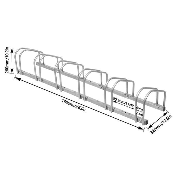 XMTECH Golvmonterat cykelställ förvaringsställ för 6 cyklar Cykelställ i metall Cykelställ, silver