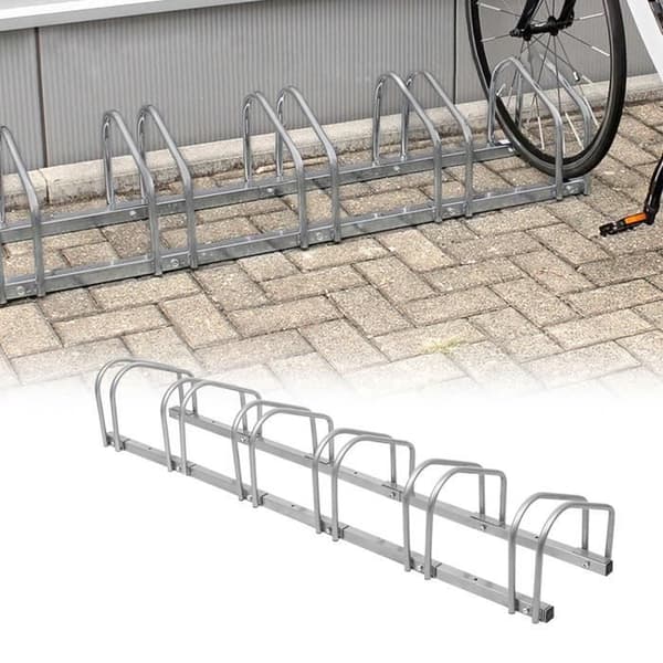 XMTECH Golvmonterat cykelställ förvaringsställ för 6 cyklar Cykelställ i metall Cykelställ, silver