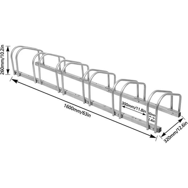 YUENFONG Golvhängd och vägghängd cykelställ, Golvhängd cykelställ för 6 cyklar, Stål 160 x 32 x 26 cm