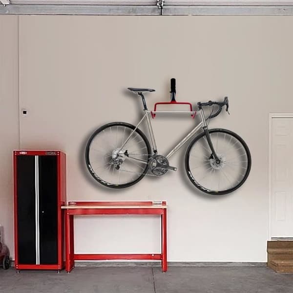 Maclean MC-430 cykelställ Horisontellt cykelväggfäste stål max. 30 kg svart-röd