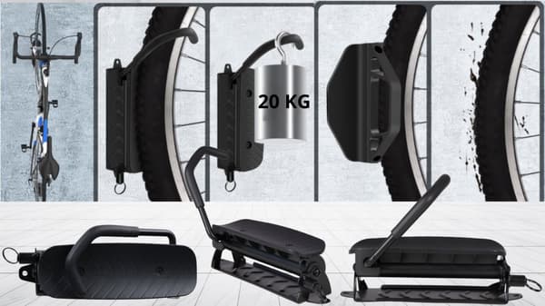 CYKELHÄNGARE VÄGG CYKELKROK SOLID JUSTERBAR 20 KG