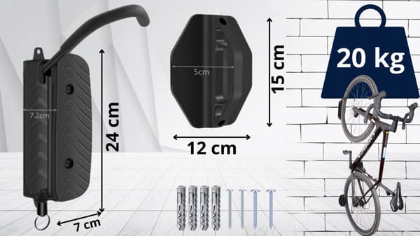 CYKELHÄNGARE VÄGG CYKELKROK SOLID JUSTERBAR 20 KG