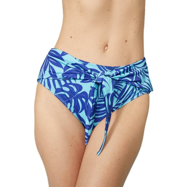 Mantaray Bikinitrusser med høj talje med palmeblade til kvinder/damer Blue 8 UK