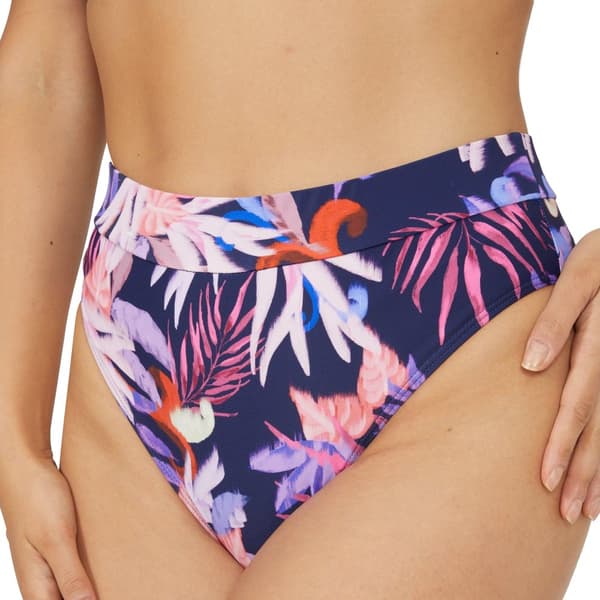 Gorgeous Kvinnor/Damer Arianna Palm Print Mid Rise Bikini Bottoms Navy 12 UK