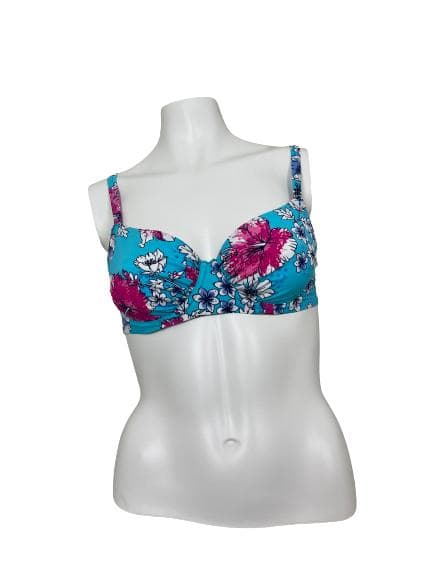 Damella Blå Tropical Blommor Bygel Bikini Bh 36B/C = 70B/C
