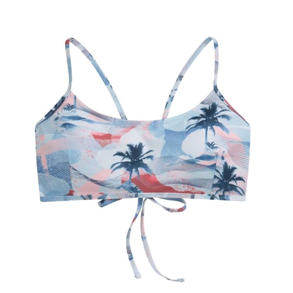 Animal Womens/Ladies Palm Tree Tie Back Bikini Top Blue/White 6 UK