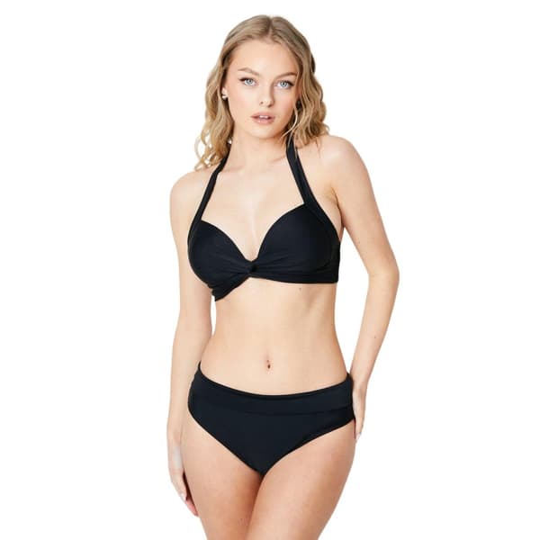 Gorgeous Dam/kvinnor Vadderad bikinitopp med snodd knut framtill Black 16 UK