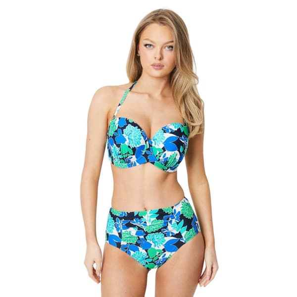 Gorgeous Womens/Ladies Bold Blooms Strapless Bikini Top Blue/Green/White 32H