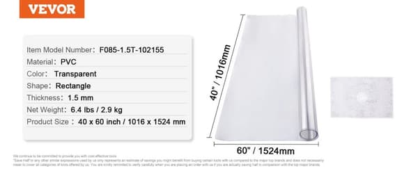 Plastbordduk, hållbart PVC-material, lätt att rengöra,40x60 tum