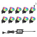 Miniatyrbillede 1 af 2: Bluetooth Dæklys, RGB Farvevalg, IP67 Vandtæt, hvid-top 10 stykker, EU-stik