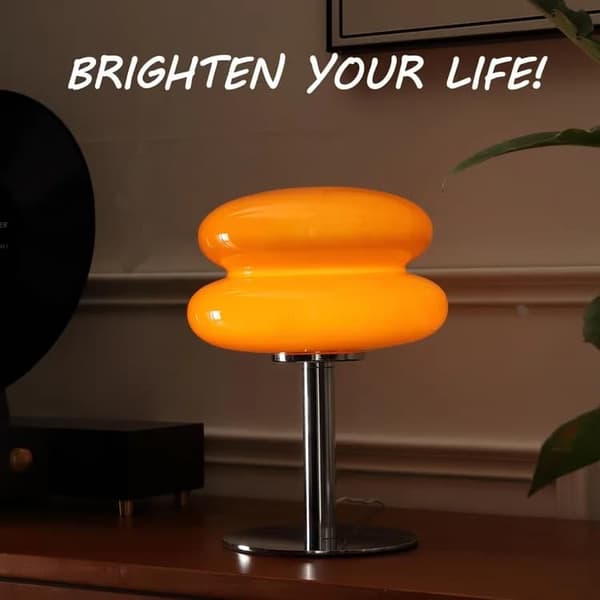 LED-pöytävalaisin, retrolasitunnelmalamppu, söpö pöytävalaisin, USB-yölamppu (oranssi)