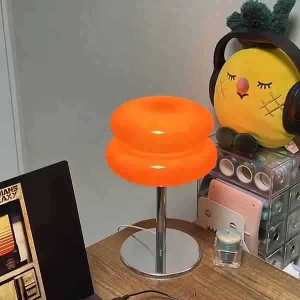 LED-pöytävalaisin, retrolasitunnelmalamppu, söpö pöytävalaisin, USB-yölamppu (oranssi)