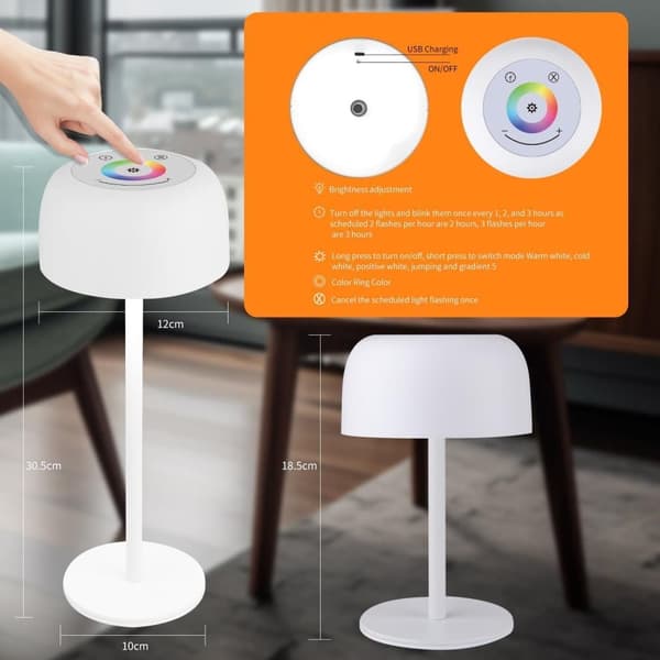 OBOSOE Trådlös Bordslampa, Trådlös Flasklampa, 3 Färger Steglös Dimmer Vinhalsflasklampa med RGB-Ljus, Laddbar Tackkontroll Flaskljus för Hem, Barer,
