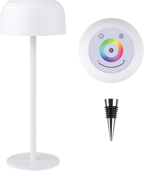 OBOSOE Trådlös Bordslampa, Trådlös Flasklampa, 3 Färger Steglös Dimmer Vinhalsflasklampa med RGB-Ljus, Laddbar Tackkontroll Flaskljus för Hem, Barer,