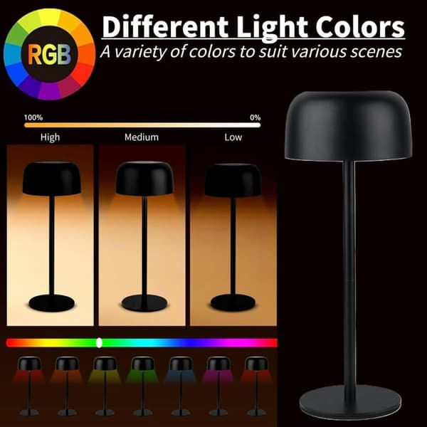 OBOSOE Flasklampa för Alkoholflaskor, Trådlös Laddbar Tackbordslampa med RGB-Modus & 3 Färger Dimmbar för Hem, Bar, Camping, Resor (Svart)