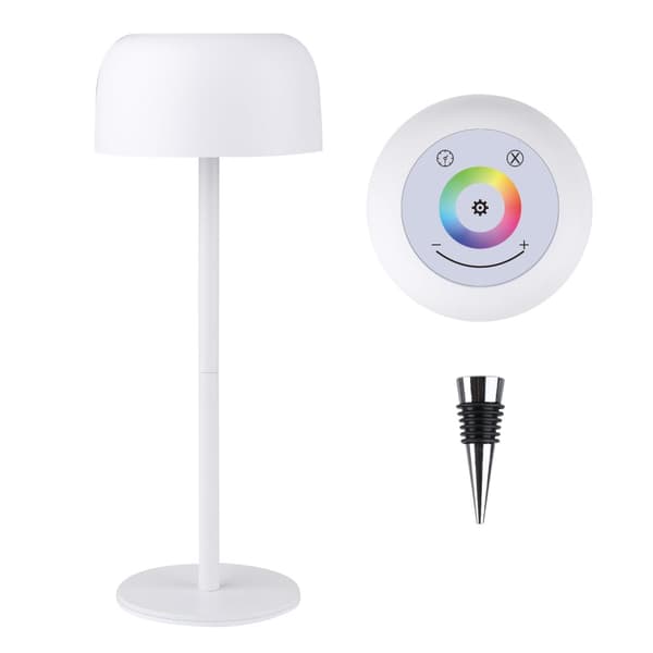 OBOSOE Bordslampa – Trådlös flasklampa. 3 färger steglöst dimmning, RGB-ljus. Laddbar beröringskontroll – vit flasklampa hem/bar/restaurang