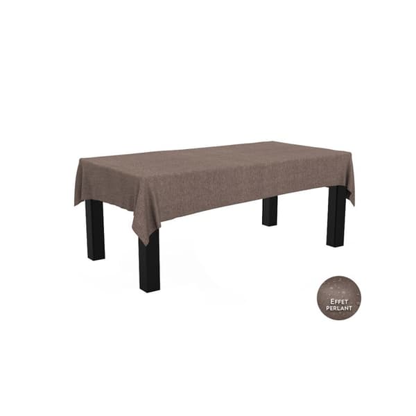 Rektangulär duk - 1001jouets.fr - Lino - 260x170cm - Färg taupe - Vattenavvisande polyester