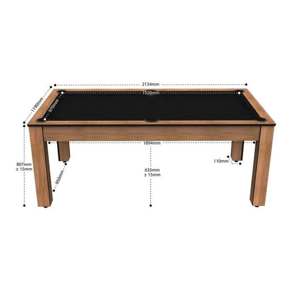 Konvertibelt biljardbord för 8 personer - De Faugères - Colorado - Bokträ - Svart matta