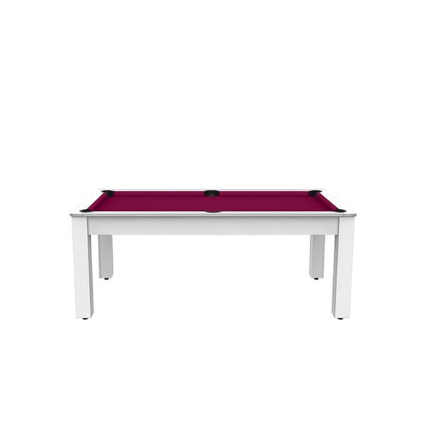 Konvertibelt biljardbord för 8 personer - De Faugères - Colorado - Lackad vit - Plommonmatta