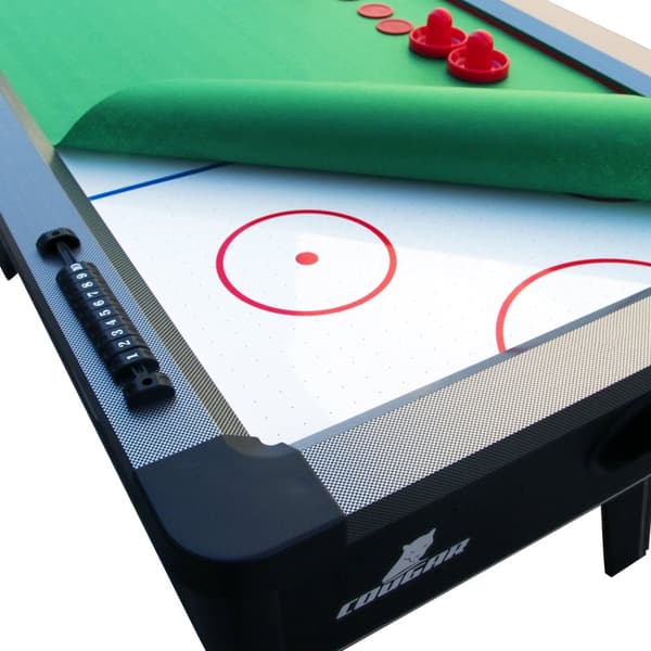 Cougar Hattrick Hero Pool- och Airhockeybord 6ft i svart och rött | 2-i-1 Poolbord och Airhockey med tillbehör | För barn och vuxna