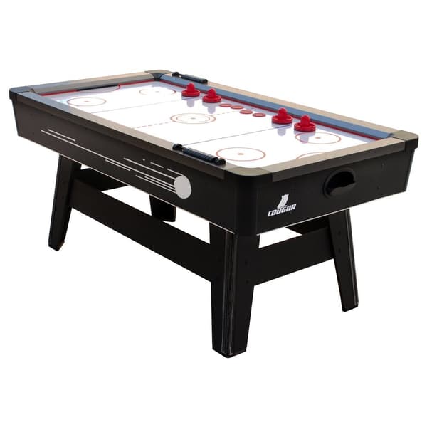 Cougar Hattrick Hero Pool- og Airhockeybord 6ft i svart och rött | 2-i-1 Poolbord och Airhockey med tillbehör | För barn och vuxna