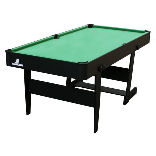 Cougar Hustle L Biljardipöytä 5ft kokoontaitettava musta / vihreä | Taitettava biljardipöytä sis. tarvikkeet | Mitat: 152,4x76,2x78,7 cm