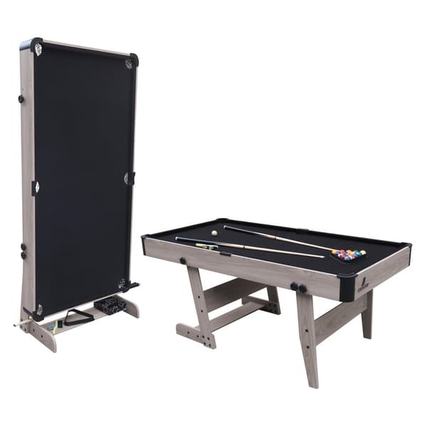 Cougar Hustle XL Biljardbord 6ft hopfällbart ek / svart | Hopfällbart biljardbord inkl. tillbehör | Mått: 182,9x91,4x78,7 cm