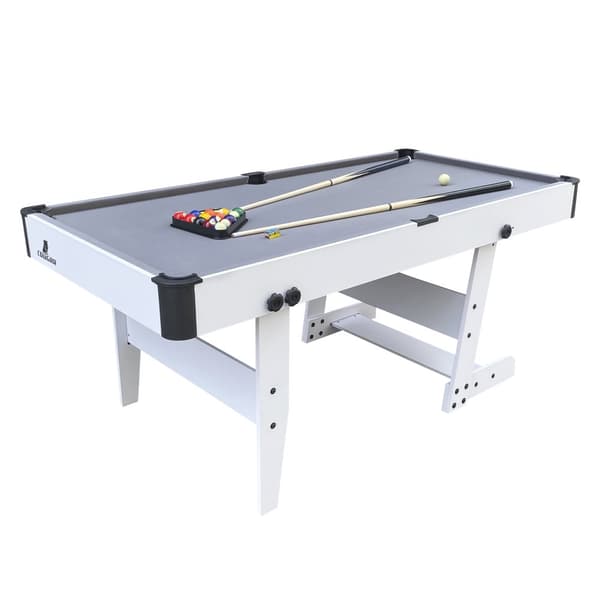 Cougar Hustle XL Biljardbord 6ft vikbart Vit/Grå | Vikbart biljardbord inkl. tilbehør | Mått: 182,9x91,4x78,7 cm
