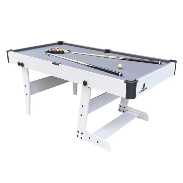Cougar Hustle L Biljardipöytä 5ft kokoontaitettava valkoinen / harmaa | Taitettava biljardipöytä sis. tarvikkeet | Mitat: 152,4x76,2x78,7 cm