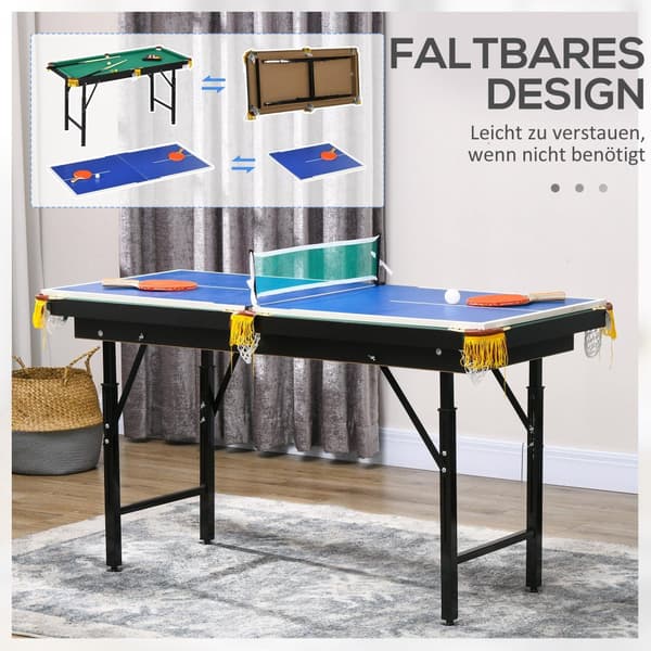 Multigame Bord, 2i1, 140x63x60-80 cm, Grøn