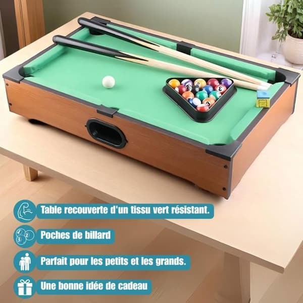 DEVESSPORT Mini Biljardbord med Bollar som Återvänder - Perfekt för Barn med Tillbehör.