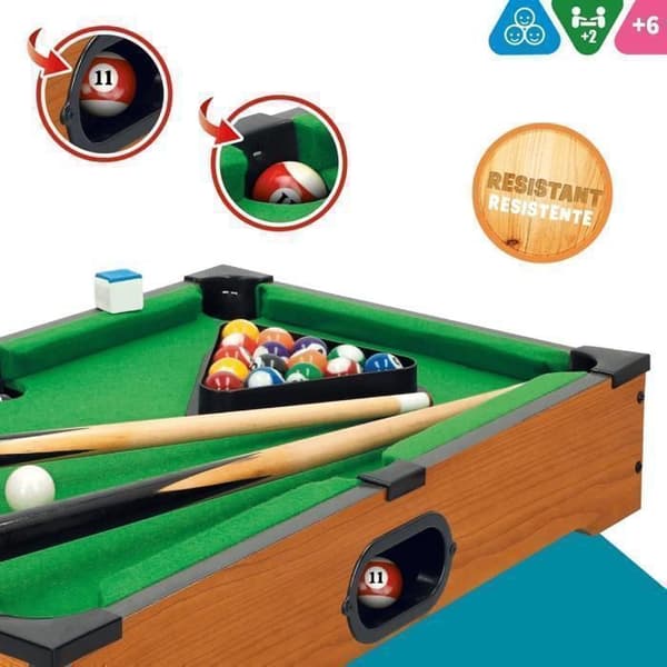 DEVESSPORT Mini Biljardbord med Bollar som Återvänder - Perfekt för Barn med Tillbehör.