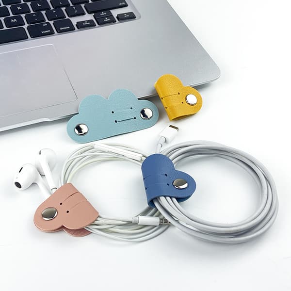 INF 4-Pack Cord Organizer, Læder Cable Organizer med snaplukning