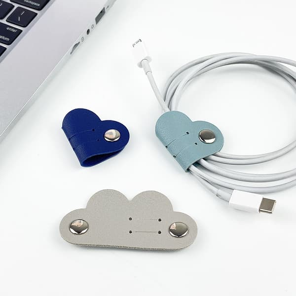 INF 4-Pack Cord Organizer, Læder Cable Organizer med snaplukning