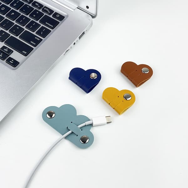 INF 4-Pack Cord Organizer, Læder Cable Organizer med snaplukning