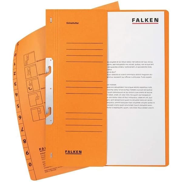 FALKEN Einhakh efter recycling 1/2 frontlock för DIN A4, auktoritetslyft, 50 Pack orange - 80004047