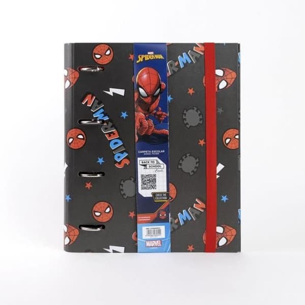 Skolmapp - Cerda - Spiderman - Vit - A4 - Med ringar