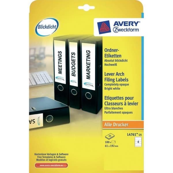 Pärm Pr Etiketter L4761-25 192X61Mm