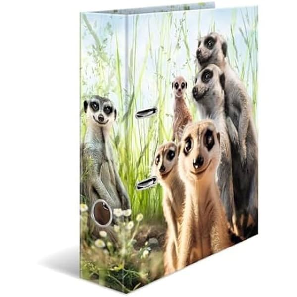 HERMA 20048 A4 Meerkat Djurpärm 7 cm bred Tillverkad av kartong med invändigt tryck för skola och kontor
