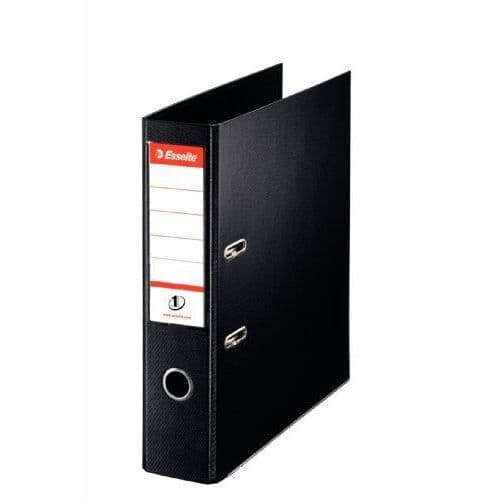 Häftapparat med lyftmekanism - Esselte - Ref 48067 - PVC - Svart - 7 cm rygg - Pack om 10